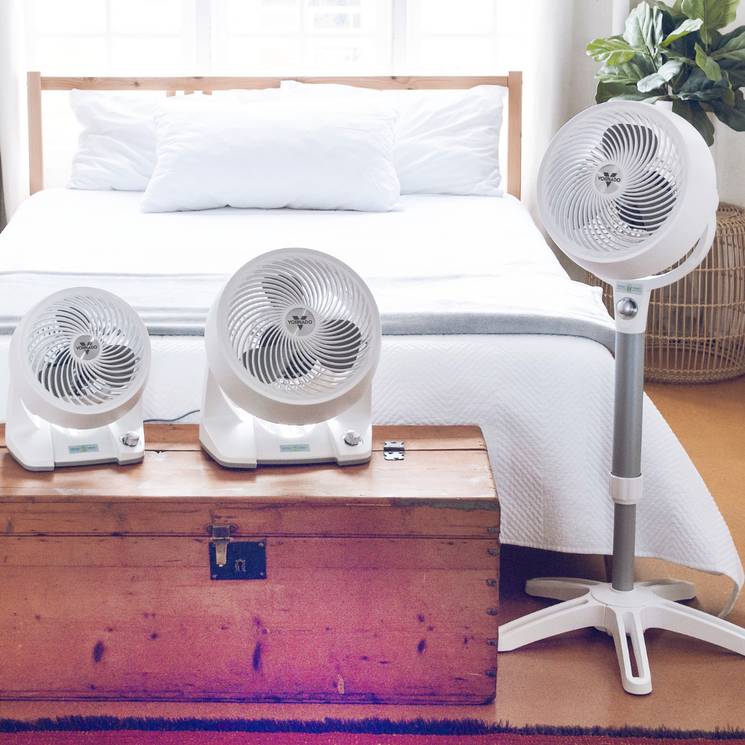 Image of Vornado Energy Smart Range - 533DC, 633DC and 683DC at the foot of a bed in a bedroom.